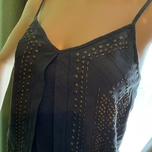 Lucky Brand Grey XS  Tank Top with Embellishments Adjustable Straps NWT